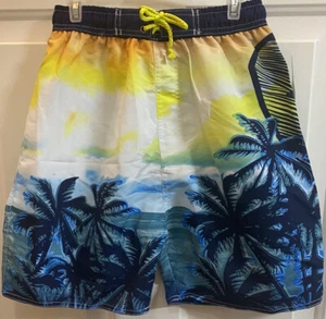 Boys Swim Trunks Colorful Tropical Tie Dye Size M 8/10 New - Picture 1 of 6