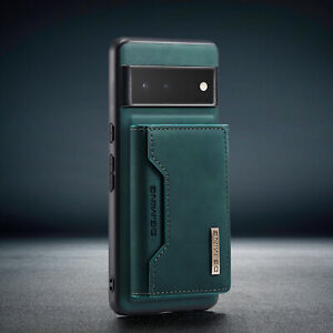For Google Pixel 6 Pro Pixel 5 Leather Wallet Card  Bag Magnetic Detachable Case