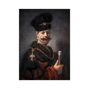 Rembrandt, A Polish Nobleman, 1637, Canvas Print, B1 Size + Border - Picture 1 of 10