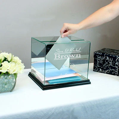 Personalized Wedding Card Box Rectangle - Card Holder - Free Engraving - Image 1 of 2
