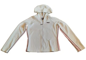 Vintage Nike Hoodie Sport Trainingsjacke weiß rosa Armstreifen Gr. L 12-14 - Bild 1 von 5