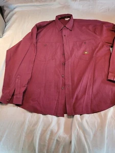 Vtg Bugle Boy Cranberry Red Long Sleeve Button Down Shirt Size XL Pocket Logo - Picture 1 of 10