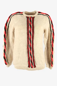 De colección Cable Jumper Tejido Cuello Redondo Mangas Largas Cálido Años 90 Marfil Talla S - IL2865 - Imagen 1 de 4
