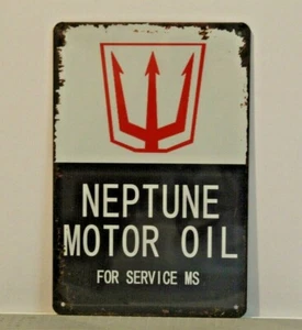 NMOMS1 Neptuno Aceite de Motor Metal Letrero Nuevo 30 cm H X 20 cm W - Imagen 1 de 2