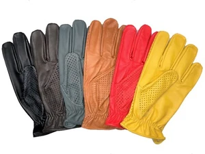 MEN'S CHAUFFEUR REAL LEATHER CAR DRIVING GLOVES - VENTED - Picture 1 of 14