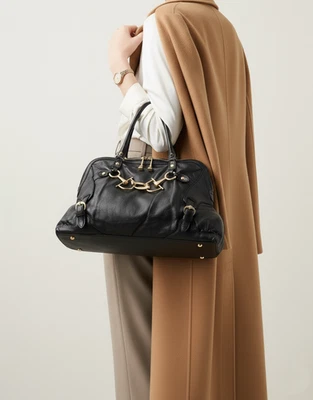 Gucci 189890 Schwarze Leder Horsebit Nail Schultertasche Authentisch Italien - Bild 1 von 4