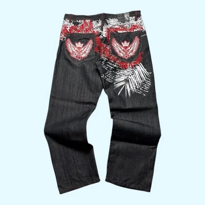 Vintage Red Ape Jeans Super Baggy Straight Wide Leg Men's Navy Embroidered 44x32 - Image 1 of 4