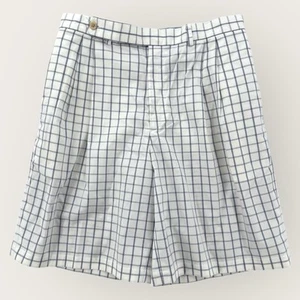 Ralph Lauren Polo Golf Shorts Womens 10 White Blue Plaid Cotton Pleated Preppy - Picture 1 of 7