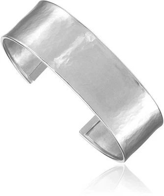 925 Sterling Silver 19mm Hammered Cuff Bracelet - Image 1 of 4