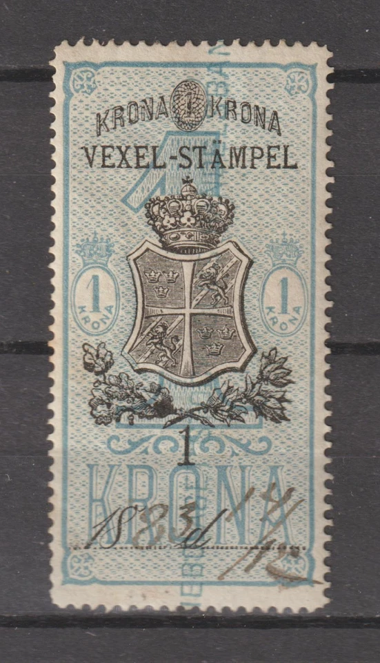 Sello de ingresos de gamuza de Suecia Fiscaux Impuesto especial Stampelmaerke Stampel 1887 b Foto 1 de 1