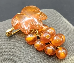 6K Yellow Gold Russian Federation Amber Maple Leaf & Dangle Balls Marked - Picture 1 of 4