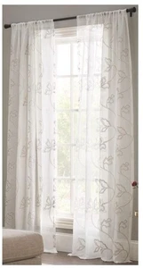 Allen Roth Whittmen 84" Ivory Embroidery Floral Sheer Rod Pocket Curtain Panel - Picture 1 of 19