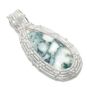 Colgante de joyería de plata esterlina 925 con piedras preciosas de ágata de coco 2,48" C227 - Imagen 1 de 2