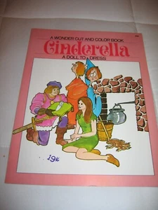 A Wonder Cut And Color Books 1971 Cinderella Paper Dolls Un-Cut - Picture 1 of 6