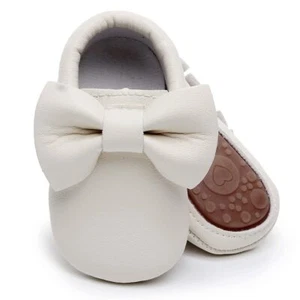 Baby Moccasins Rubber Sole Flower PU Leather Tassel Ballet Shoes Toddler Girl - Picture 1 of 8