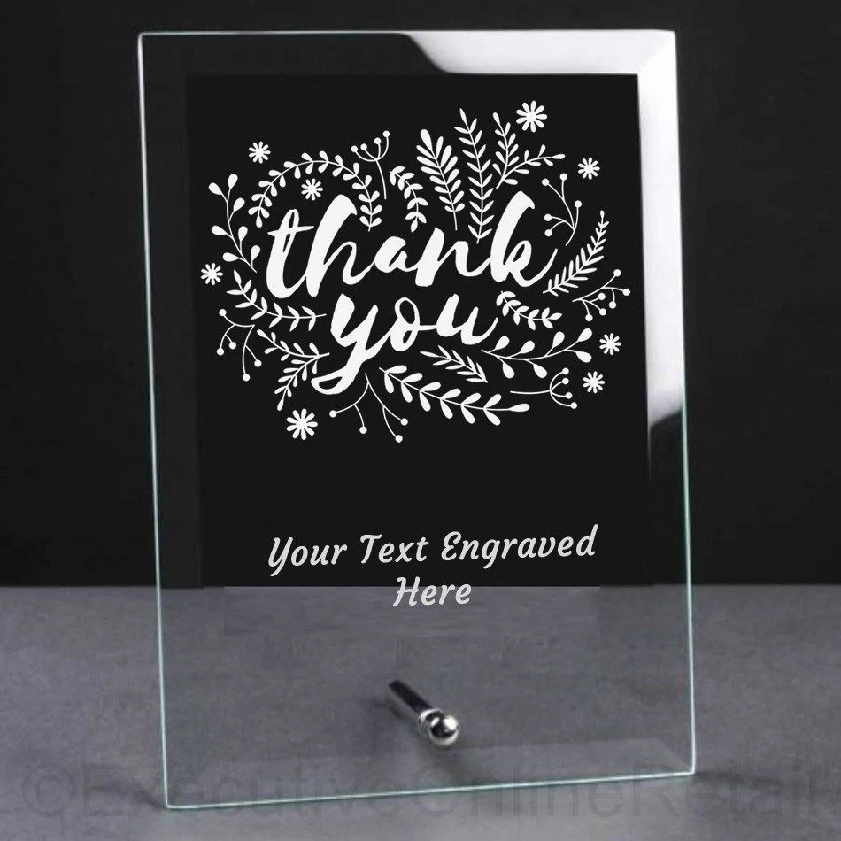 Personalised Thank You Engraved Glass Plaque - Thank you Gift Teacher, Friend