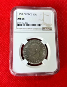 1959 GREECE 10 DRACHMAI NGC AU 55 - Picture 1 of 2