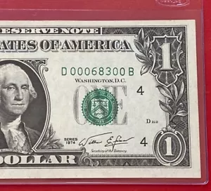 1974 $1 DOLLAR BILL ( CLEVELAND D ) UNCIRCULATED - Picture 1 of 3