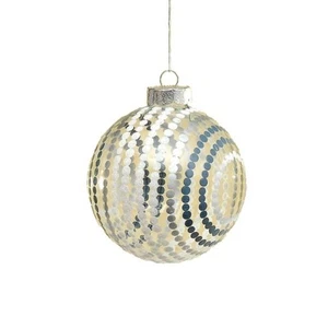 Paquete de 3 estructuras de vidrio de tamaño grande de 100 mm ""puntos azules/blancos"" decoraciones navideñas - Imagen 1 de 2
