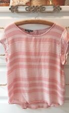 Absolute Angel L Blouse Tunic Knit Top Pink White Strip Shirt Boho Chic Casual 