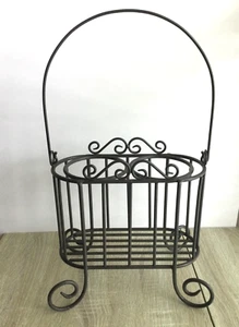 10" Wine Bottle Holder Stand Rack Wrought Iron Basket Cage Basket Metal Caddy - Picture 1 of 8