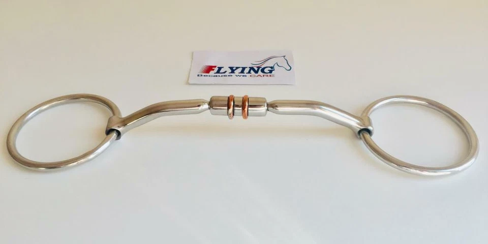 FLYING HORSE Myler Loser Ring Komforttrense Pferd Bit Design mit Kupferrolle (UK VERKÄUFER)