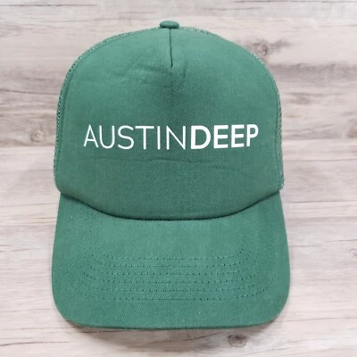 Gorra Austin Deep Hat Trucker Snapback malla verde trasera deletreada ajustable Foto 1 de 4