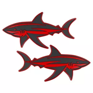 Red Shark Emblem Fish Badge Custom Decal Car Accessories Truck SUV Set of 2 - Bild 1 von 6