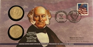 Martin Van Buren 2008 dólar presidencial primer día cubierta P28 sellado como nuevo KJS - Imagen 1 de 2