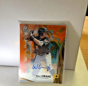 2017 Bowman Platinum Will Craig Orange Autograph 12/25 SSP Will Craig Pirate  - Bild 1 von 2