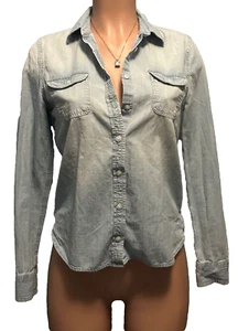 American Eagle Outfitters Jean Jacket Women (S/P) Faded Light Blue Flap Pockets - Picture 1 of 5