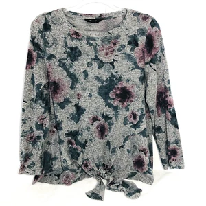 Simply Verawang Oberteil Damen Größe M grau geblümt Langarm Pullover weich Y2K - Bild 1 von 4