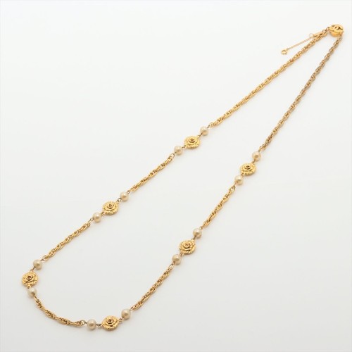CHANEL Camelia 1982 Collana Oro Catena Fiore Bianco Accessorio Donna Autentica