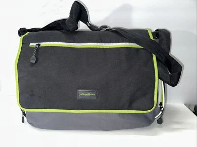 Eddie Bauer Bryant Messenger Diaper Bag Green Grey and Black - Image 1 of 4