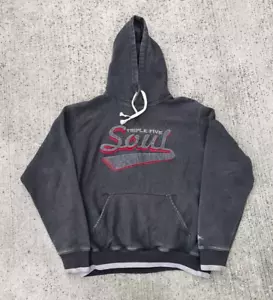 Sudadera con Capucha Triple Five Soul 555 Vintage Años 00 Gris Desteñido Rojo Y2K Talla L - Imagen 1 de 12