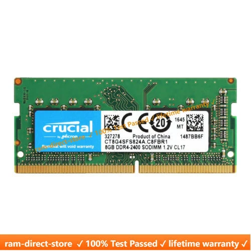 CRUCIAL DDR4 8GB 2400 MHz PC4-19200 Laptop Notebook Memory RAM 260-Pin SODIMM - Image 1 of 4