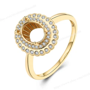Anniversary Natural Diamonds Semi Mount Ring Solid 10k Yellow Gold Oval 8x6mm - Picture 1 of 10