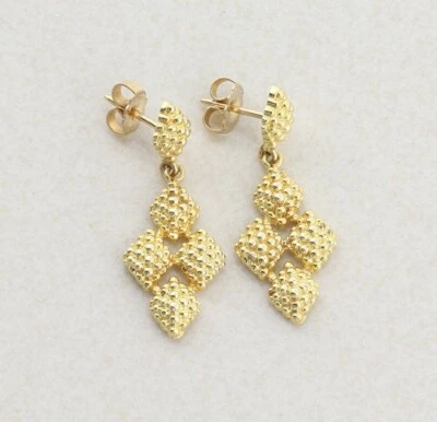 Pendientes colgantes de oro amarillo de 14k de 1" x 3/8" Foto 1 de 4