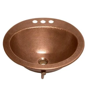 SINKOLOGY Bathroom Sink Drop-In Handmade Copper Rust Resistant 4 in Faucet Holes - Picture 1 of 6