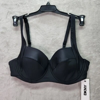 DKNY Bikini Swim Top Womens Size S Molded UPF 40 Stretch Underwire Support Black - Image 1 of 4