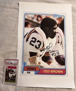 Ted Brown Signed Enlarged Canvas Rookie 1981 Topps Minnesota Vikings - Picture 1 of 2