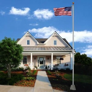 25FT Flag Pole Heavy Duty Sectional Kit Outdoor Halyard Pole With 2PC US Flag - Picture 1 of 8