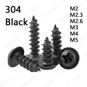 Schwarz 304 Edelstahl Kreuzschlitz Pan Head mit Kragen Blechschraube M2-M5 - Bild 1 von 5