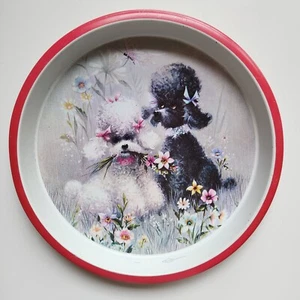 Vintage WILLOW AUSTRALIA "Poodles" Metal Serving Tray 31cm Good Condition - Foto 1 di 6