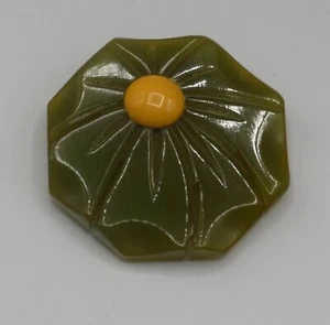ART DECO GESCHNITZTER SCHNITT BAKELIT ZWEIFARBIG GROSSE FELLKLAMMER ODER KLEID CLIP 1,7/8" - Bild 1 von 7
