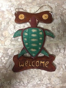NEW 7x12 Wood Sea Turtle & Sand Dollar Welcome sign-lake-beach-ocean-nautical - Picture 1 of 1