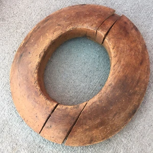 Antique Wooden Block Hat Brim Mold Millinery Form 14-3/4” x 13-5/8” Oval x 2” H - Picture 1 of 5