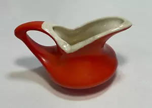 Vintage MCM Mini Krug Milchkännchen Keramik Aladdin Stil Orange Weiß - Bild 1 von 6