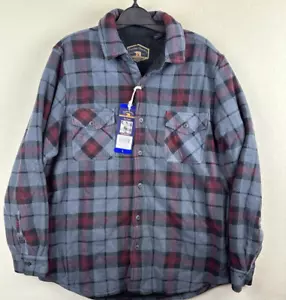 Freedom Foundry Sherpa Lined Flannel Shirt Jacket Mens Size L Red/Gray Shacket - Picture 1 of 9