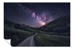 Póster artístico azul oscuro cielo nocturno camino a las estrellas arte de pared decoración del hogar - Imagen 1 de 4